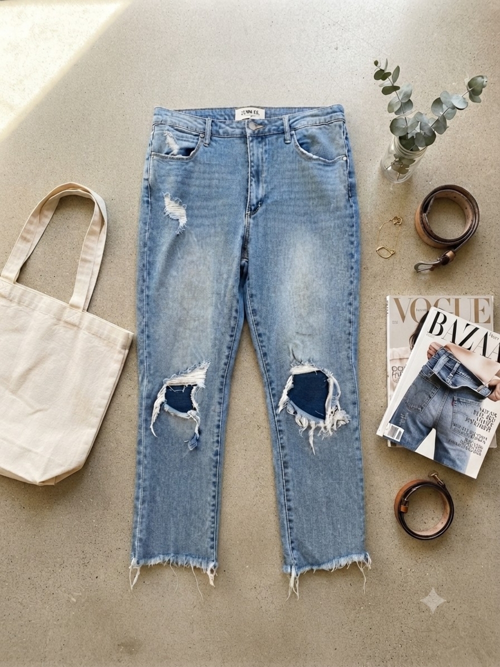 Articles of Society Eden Roc Distressed Raw Hem Crop Jeans Sz 28